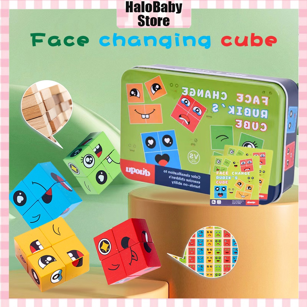 Halo Baby Mainan Anak Rubik Face Changing Rubiks Cube Puzzle / Mainan Kubus Magic Cube Puzzle Wajah