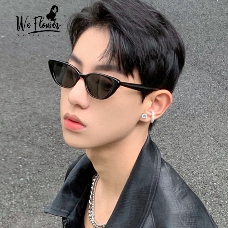 We Flower Trendy UV400 Pelindung Keren Hitam Mata Kucing Kacamata Hitam Untuk Pria Wanita Unisex Fashion Mengemudi Kacamata Aesthetic Shades Anti Radiasi Eyewear OOTD Ornaments