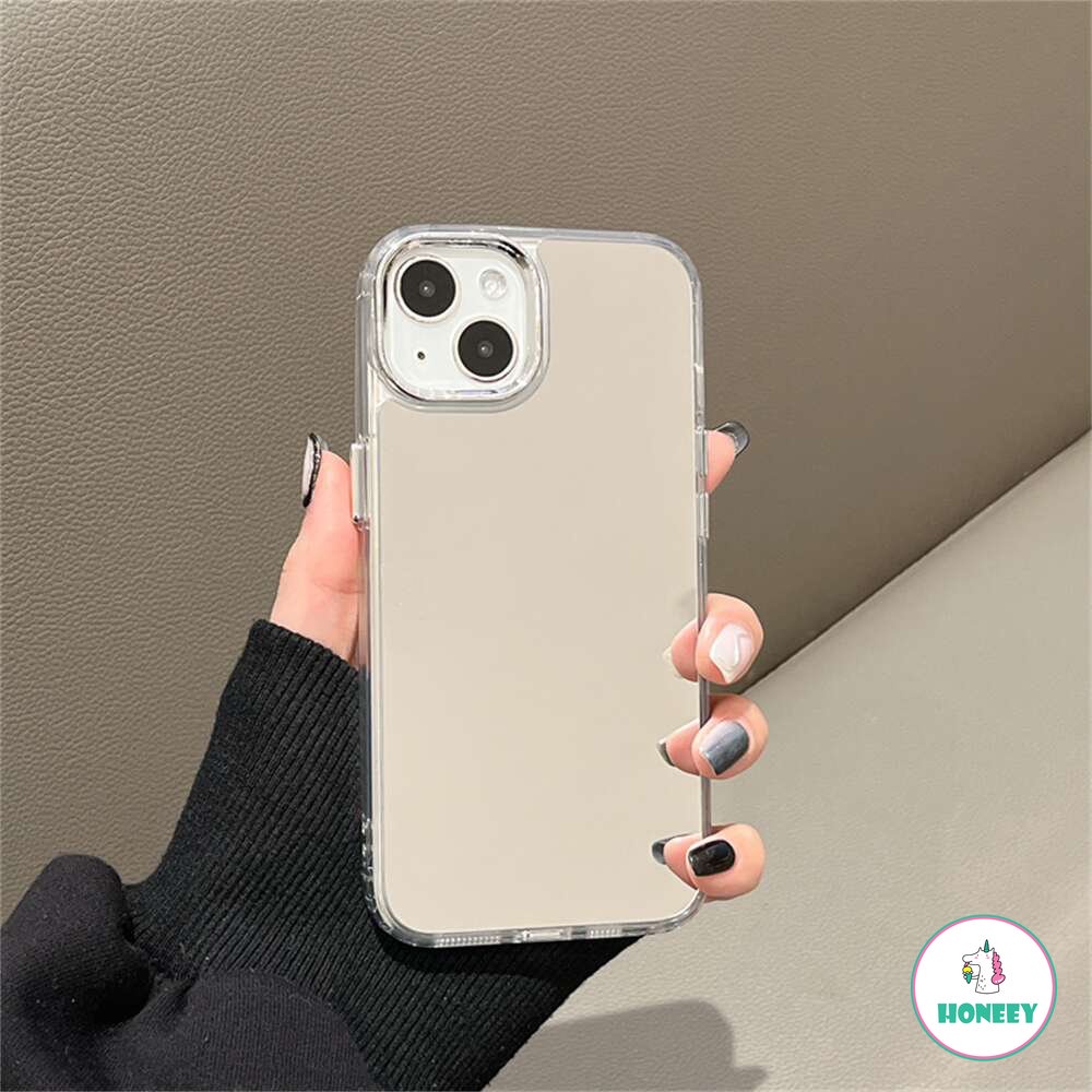 IPHONE Casing Ponsel Cermin Sederhana Kompatibel Untuk Iphone14 13 12 11 Pro Max 14promax Tombol Dilapisi Shockproof Cover