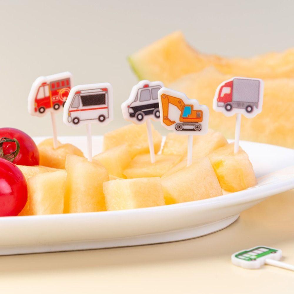 [Elegan] Fruit Stick Cute 6pcs /Set Mobil Dimsum Salad Koala Bear Kopi Teh Garpu