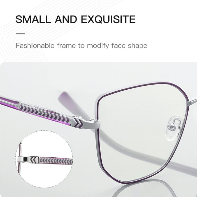 (YUZHU) Kacamata Optik Fashion Bingkai Logam CP Insert Two Tone Anti Blue Light Eyeglasses