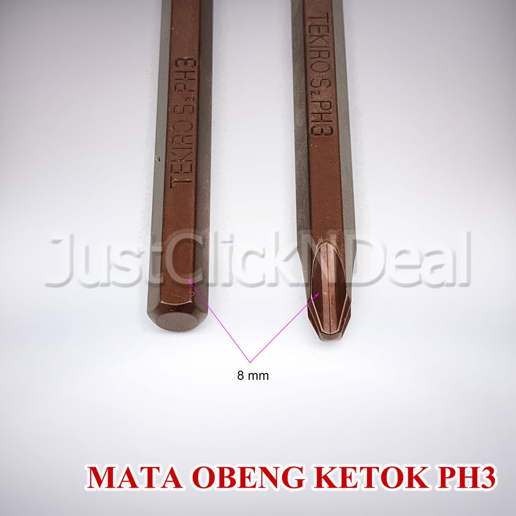 Tekiro Mata Obeng Ketok Plus Minus PH2 PH3 8 x 80 mm Magnetic Heavy Duty Bits  Tersedia jug merk yukido