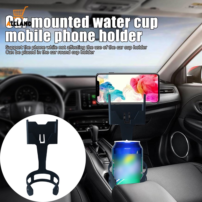 Tempat Gelas Plastik Tempel Mobil Multifungsi 2in1 Kreatif/ Portable Hemat Ruang Stand Handphone Otomotif/Rak Penyimpanan Minuman Internal Kendaraan