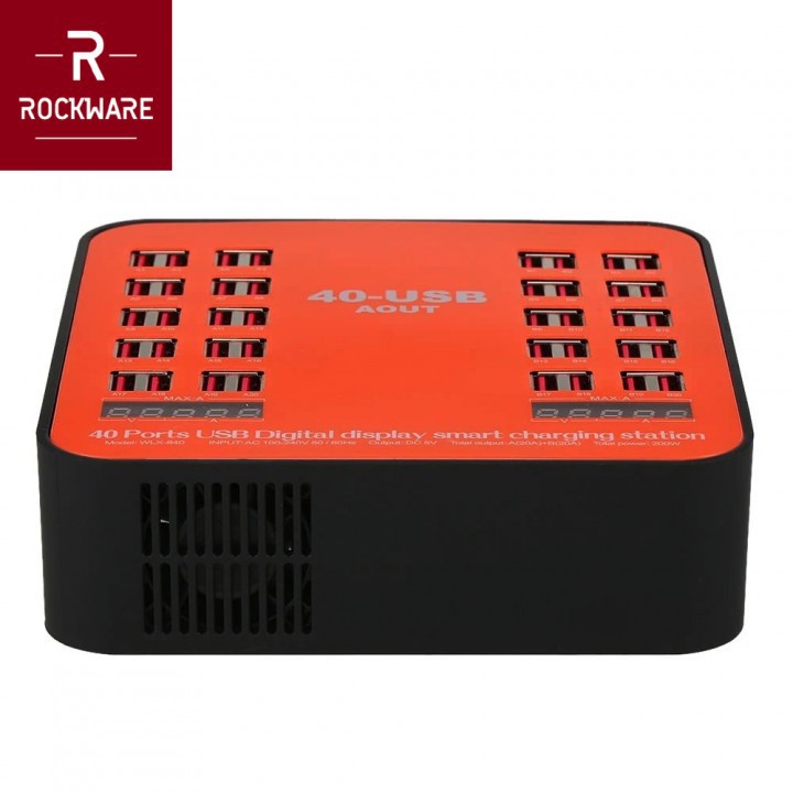 AKN88 - ROCKWARE WLX-840 - USB Wall Smart Charging Station 40 Port 200W 30A