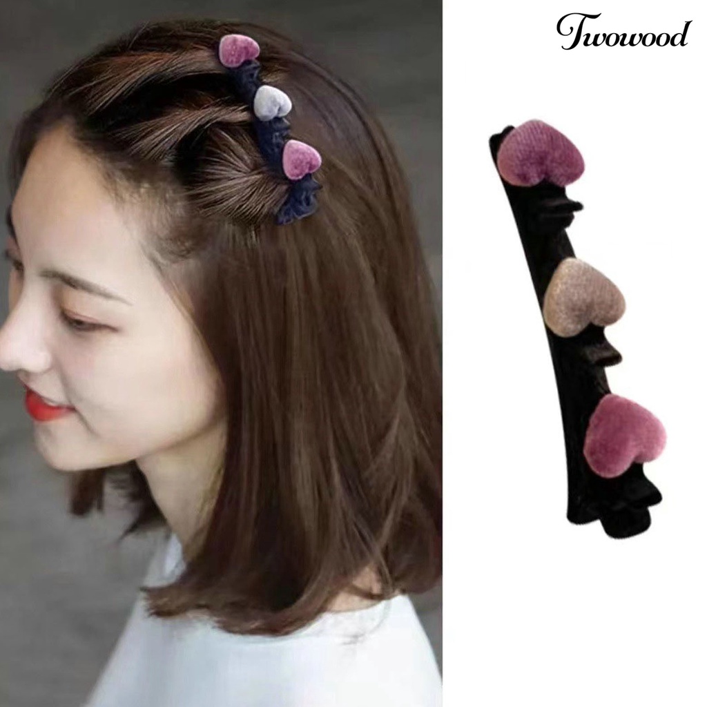 Twowood Heart Decor Elegan Sederhana Wanita Jepit Rambut Lint Double Layer Hairpin Hair Clip Aksesoris Rambut