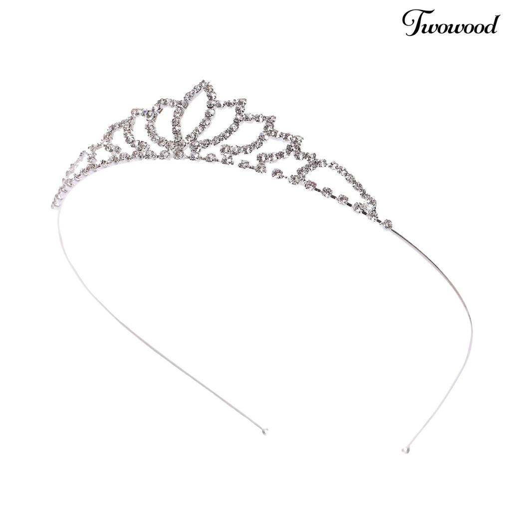 Twowood Bride Crown Berlian Imitasi Berongga Keluar Simetris Dekorasi Rambut Gaya Putri Kinerja Elastis Adjustable Queen Crown Perhiasan Pernikahan