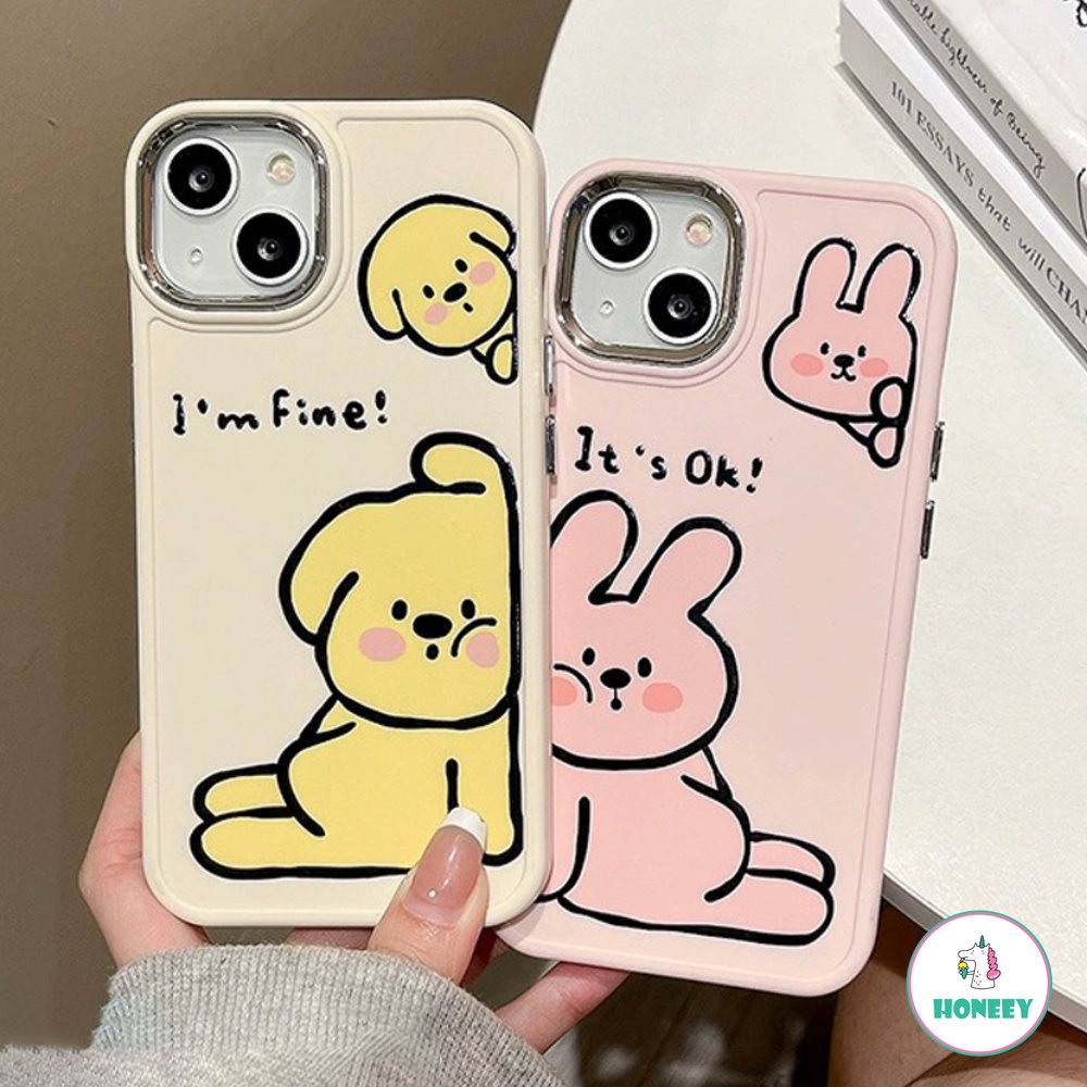 Case Bunny Dog Garis Sederhana Untuk iPhone 14 Pro Max13 12 11 Pro Max Perlindungan Kamera Bumper Shockproof Soft Cover