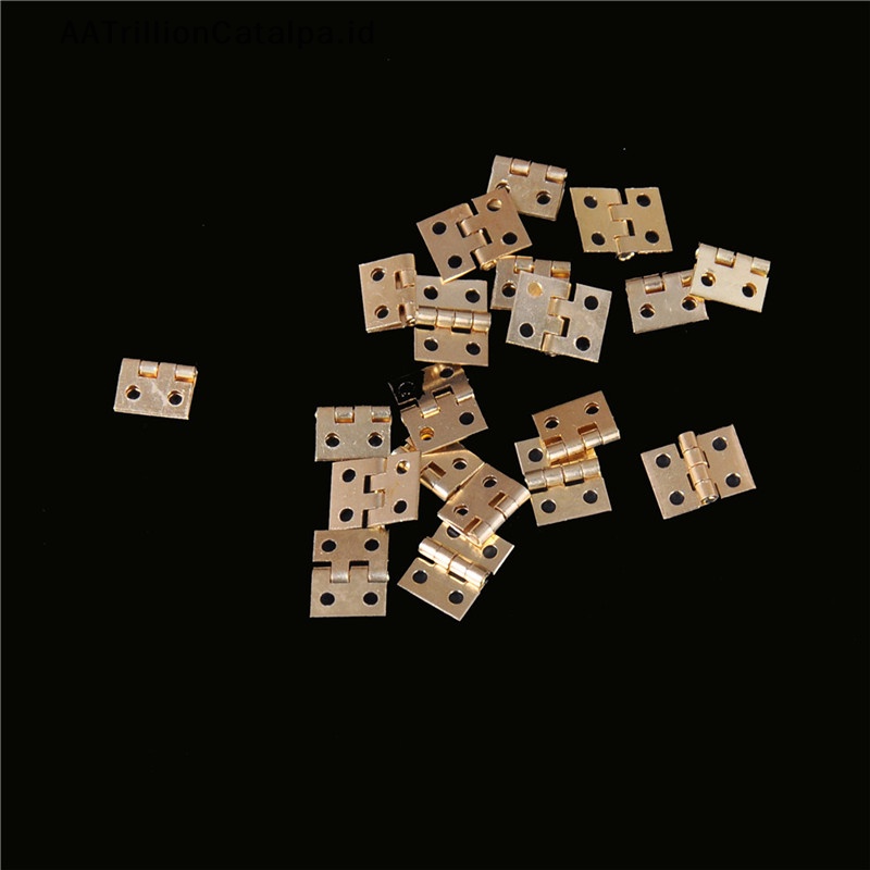 Aatrililioncatalpa 20pcs Engsel Mini Kuningan Berlapis Kecil Hias Perhiasan Box Hinges ID
