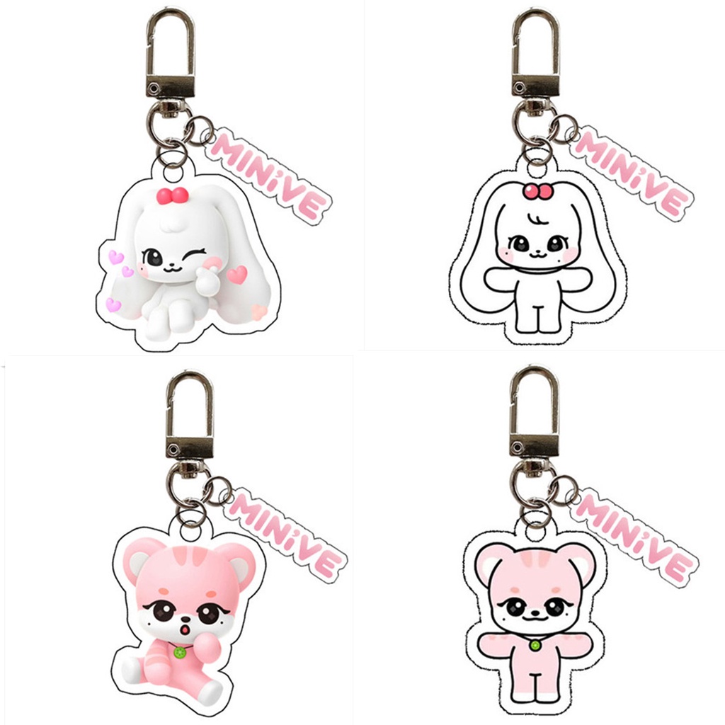 1pc IVE Gantungan Kunci Akrilik Gambar Kartun MINIVE Key Ring Hanging Up