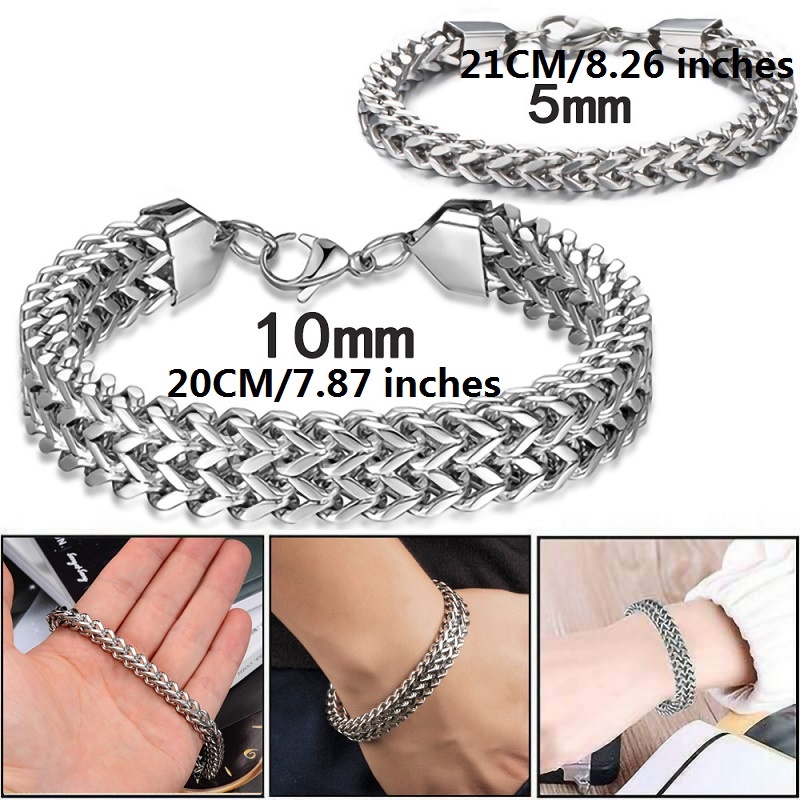 5mm /10MM Lebar Hip-hop Stainless Steel Pria Fashion Gelang Baja Titanium Perhiasan Aksesoris 20CM /21CM
