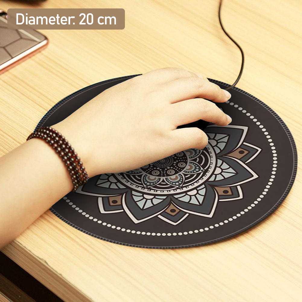 Mousepad Mouse Pad Bulat Anti Slip Vintage Bohemian 20 cm/Mousepad Motif,Tatakan Mouse,Alas Mouse,Mouse pad Gaming,Mousepad Mini