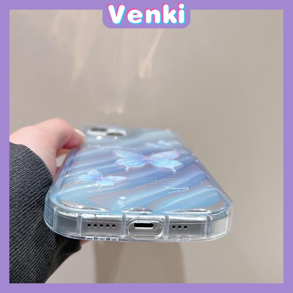 VENKI - Untuk iPhone 11 iPhone Case Laser Reflektif Bening Phone Case TPU Lembut Tahan Guncangan Airbag Case Simple Gradient Butterfly Kompatibel dengan iPhone 14 13 Pro Max 12 Pro Max XR 7 8