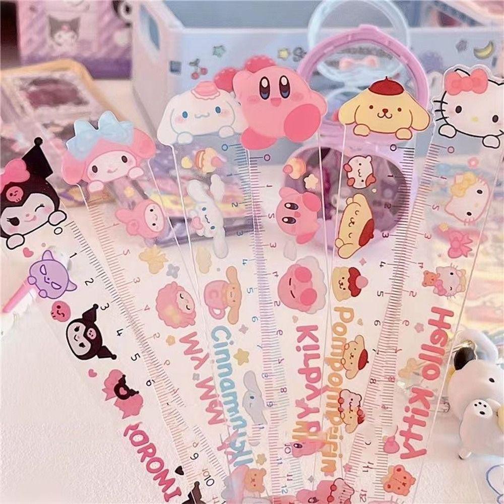 Nanas 3 Pcs Penggaris Lurus Hadiah Perlengkapan Belajar Kuromi Melodyku Cinnamoroll Alat Ukur