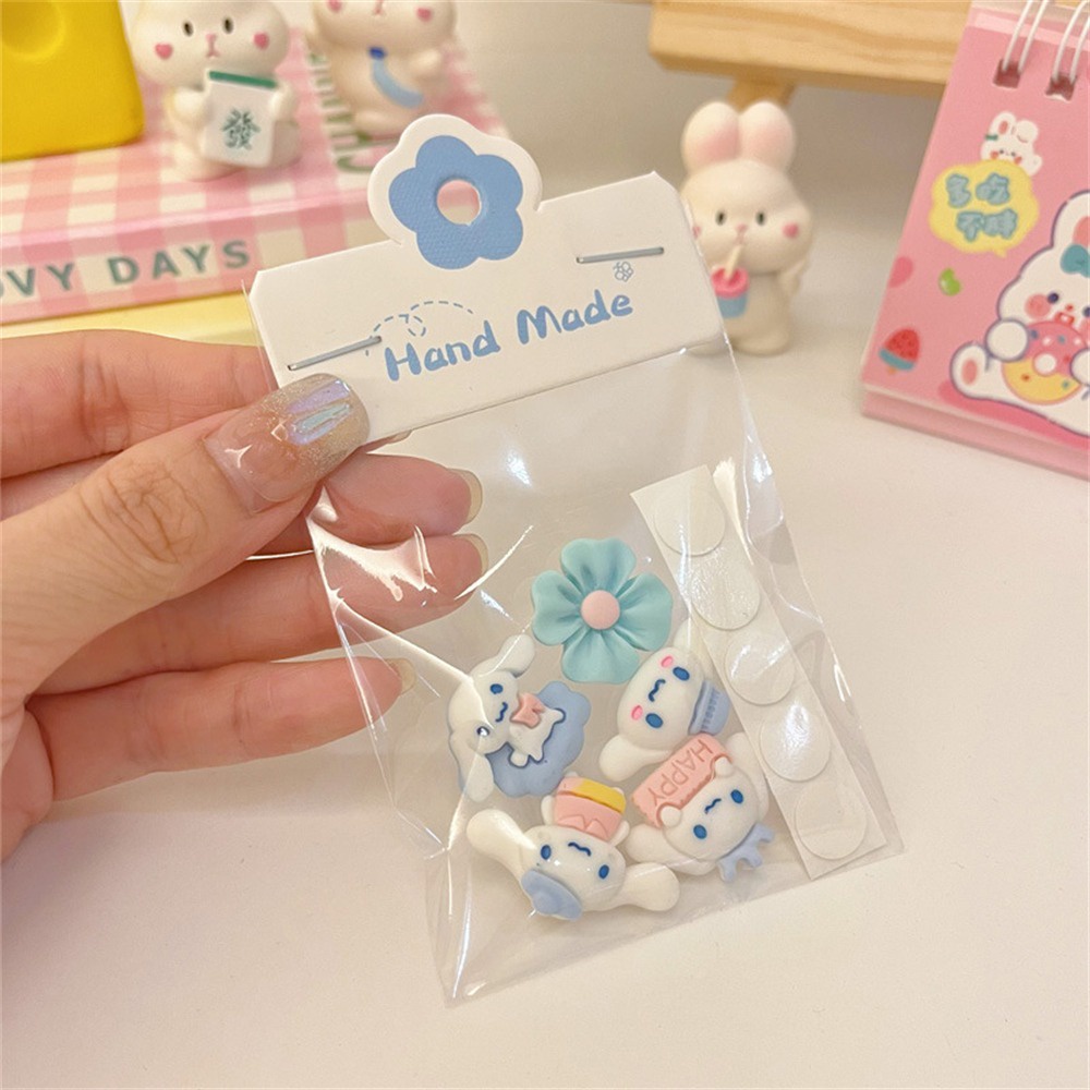 ღ 5pcs Sanrio Kartun 3d Stereo Stiker Gelas Air Ponsel Case Kreatif Diy Handmade Dekoratif Resin Patch Untuk Aksesoris Dekorasi Rumah