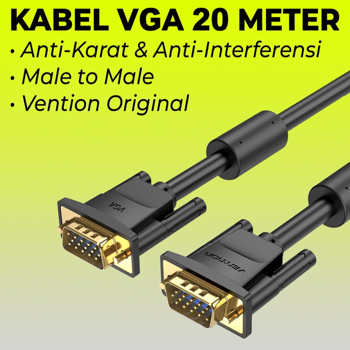 Kabel VGA TV Monitor Vention Male to Male 20 Meter Cable Original