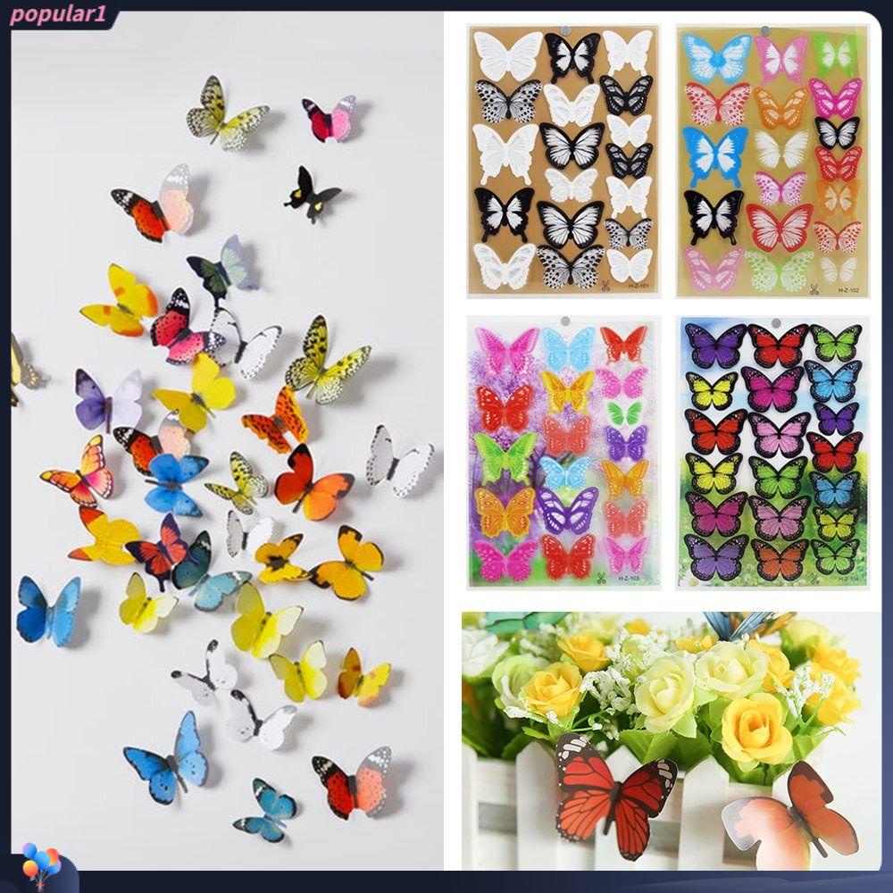 Populer 3Piece 3D Stiker Dinding Kartun DIY Mariposas Kamar Anak Dekorasi Rumah