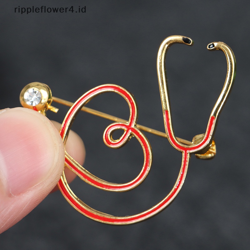 {rippleflower4.id} 1pc Bros Obat Electrocardiogram Pin Berbentuk Hati Bros Dokter~