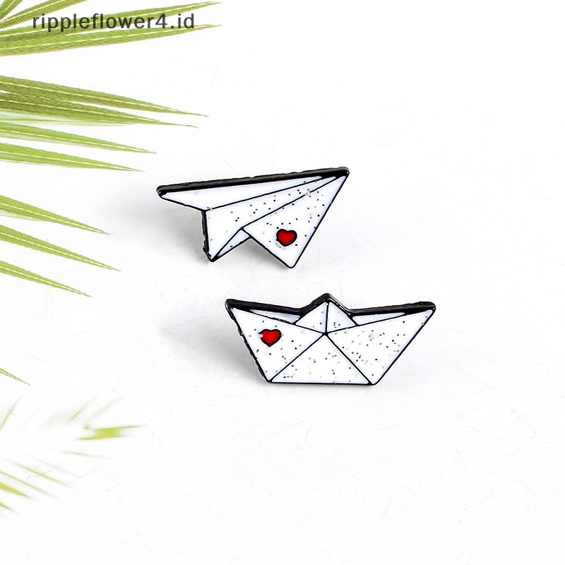 {rippleflower4.id} Pesawat Kertas Perahu Enamel Pin Cinta Bros Kerah Pin Baju Tas Pesawat Feri Lencana Mini Perhiasan Hadiah~