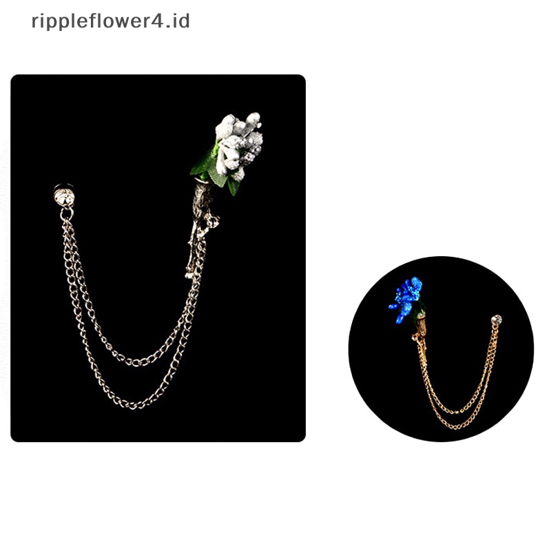 {rippleflower4.id} Bros Bunga Warna-Warni Kristal Rumbai Rantai Kerah Pin Jas Baju Pakaian Bros Untuk Wanita Pria Breast Flower Shoes Topi Aksesoris~