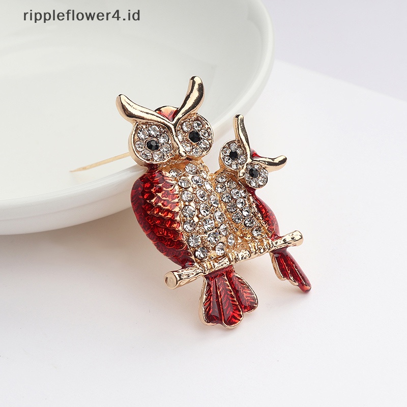 {rippleflower4.id} Owls Bros Hadiah Natal Pin Korsase Dua Owls Pin Jas Retro Bros~