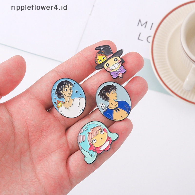 {rippleflower4.id} Pin Enamel Film Kartun Howl Sofia Ponyo Bros Lencana Kerah Pin Lucu Anime Perhiasan Hadiah Untuk Teman Anak~