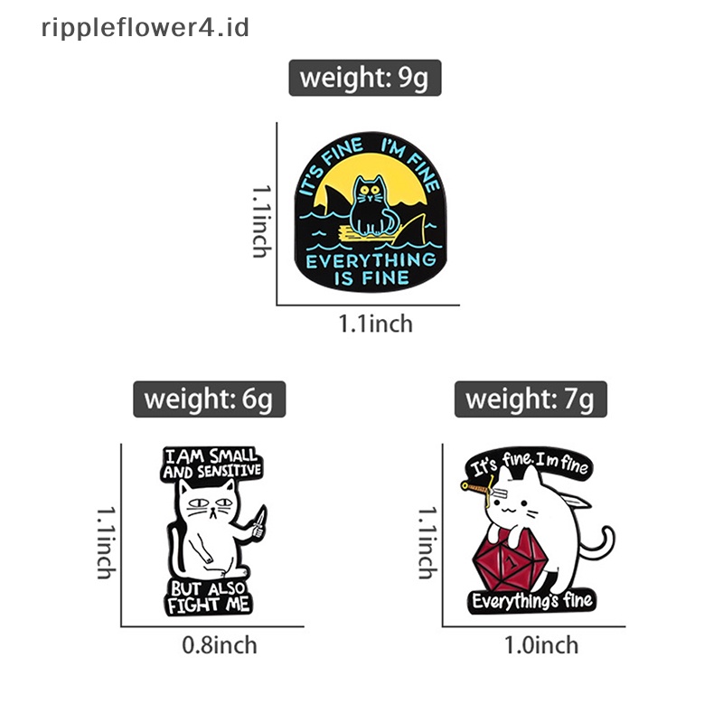{rippleflower4.id} It's Fine I' S Fine Enamel Pin Custom Lucu Kucing Hiu Bros Kerah Badge Kitten Hewan Perhiasan Hadiah Untuk Teman Anak~