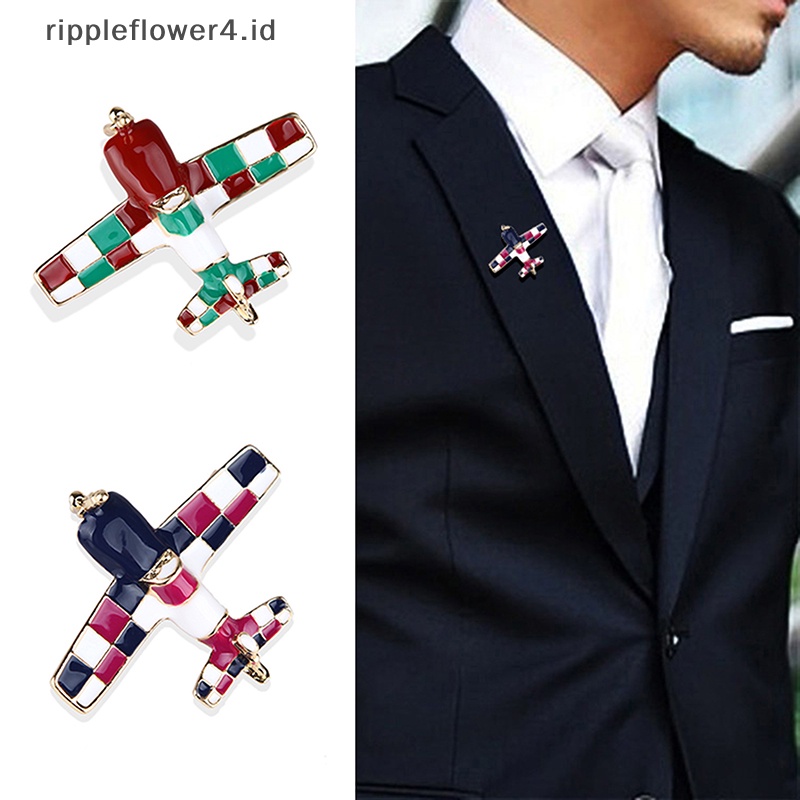 {rippleflower4.id} Bros Merah Biru Untuk Wanita Kostum Lencana Bahan Alloy Pesawat Brooch Pin Aksesoris~