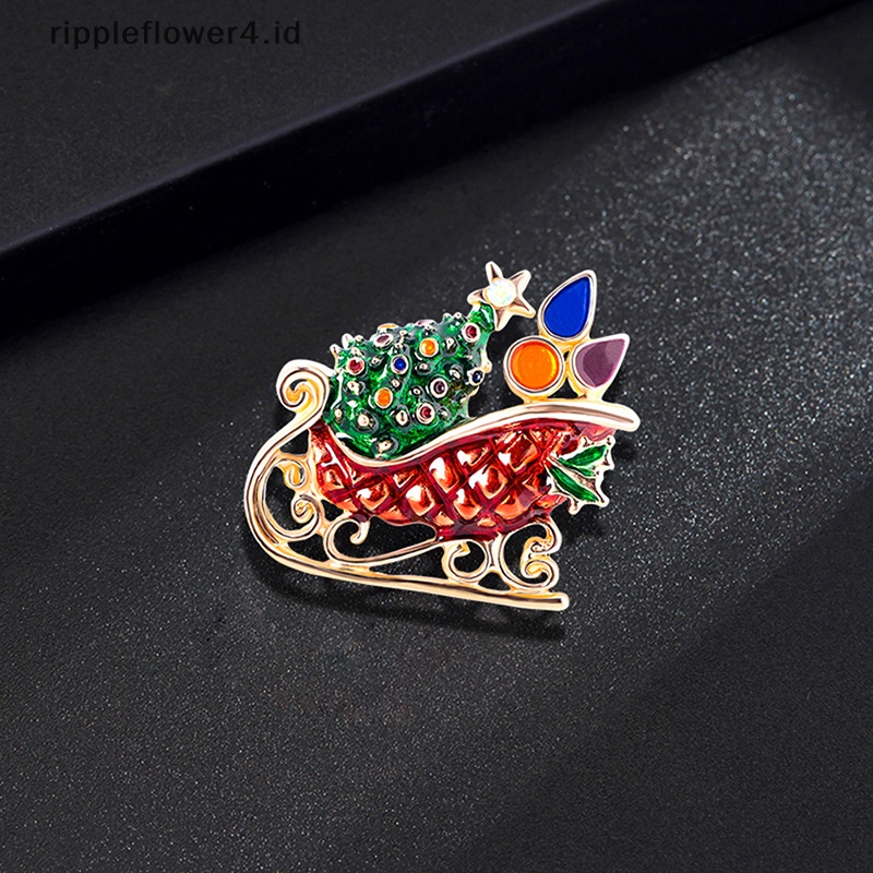 {rippleflower4.id} Indah Natal Bros Snowman Santa Claus Pin Fashion Perhiasan Hadiah Natal Dekorasi Bros~