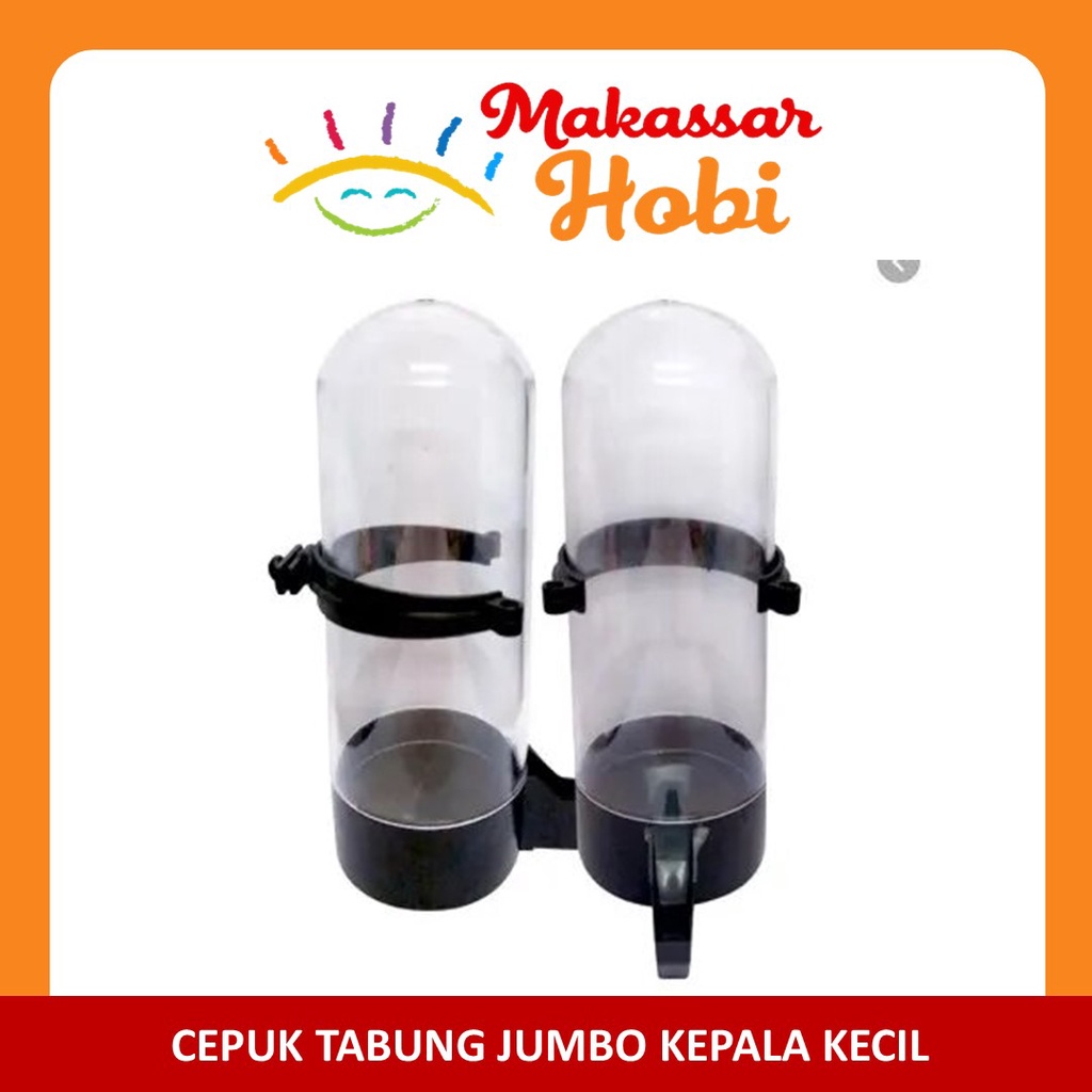 Dispenser Tabung Jumbo Kepala Kecil Cepuk Wadah Pakan Minum Burung