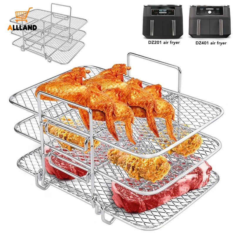 Rak Roasting Stainless Steel Multi-Layer/ Air Fryer Dehydrator Rack/ Aksesoris Panggangan Barbekyu Berkemah Luar Ruangan