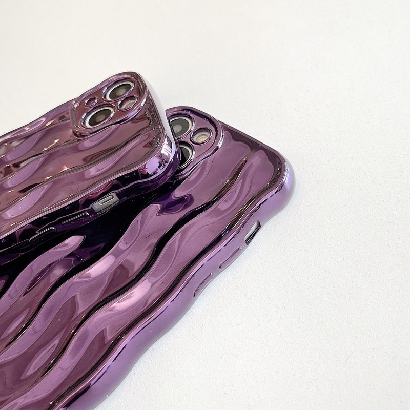 Shine Dark Purple Water Wave Soft TPU Case iP iPhone 12 13 14 Pro Max 11 Girl Woman New FTD Casing Apple