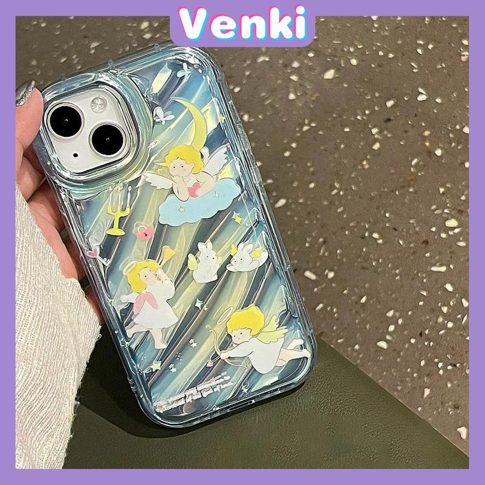 VENKI - Untuk iPhone 11 iPhone Case Laser Reflektif Bening Phone Case TPU Lembut Shockproof Airbag Phone Case Cantik Cupid Lucu Kompatibel dengan iPhone 14 13 Pro max 12 Pro Max XR XR 7