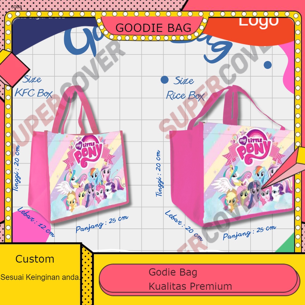 

Goodie Bag Gambar Kartun Karakter LITTLE PONY Warna PINK Termurah Berkualitas Tinggi Bahan Tebal