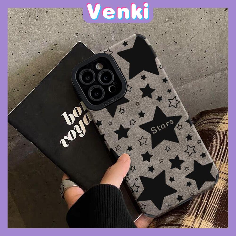 VENKI - Untuk iPhone 11 Case Leather Leather Pupil Eyes Suede Phone Case Soft Shockproof Airbag Protection Camera Simple Blinking Stars Kompatibel dengan iPhone 14 13 Pro max 12 xr