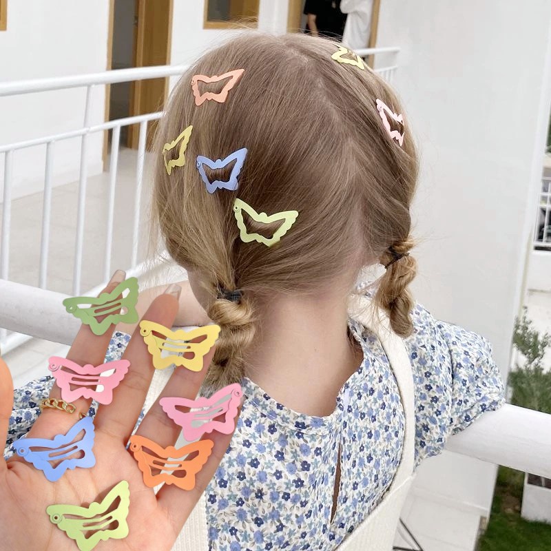 [Unggulan] 1/6pcs Klip Poni Samping Perempuan Gaya Korea Y2K Kupu-Kupu Klip BB Lucu Klip Tanpa Jejak Musim Panas Gadis Jepit Rambut Warna-Warni Jepit Aksesoris Rambut Alat Styling Rambut