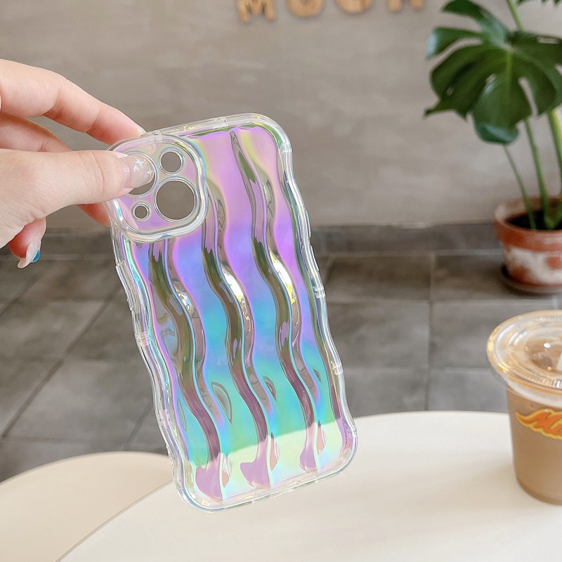 Shine Colorful Clear Water Wave Soft TPU Case iP iPhone 12 13 14 Pro Max 11 Girl Woman New FTD Casing Apple