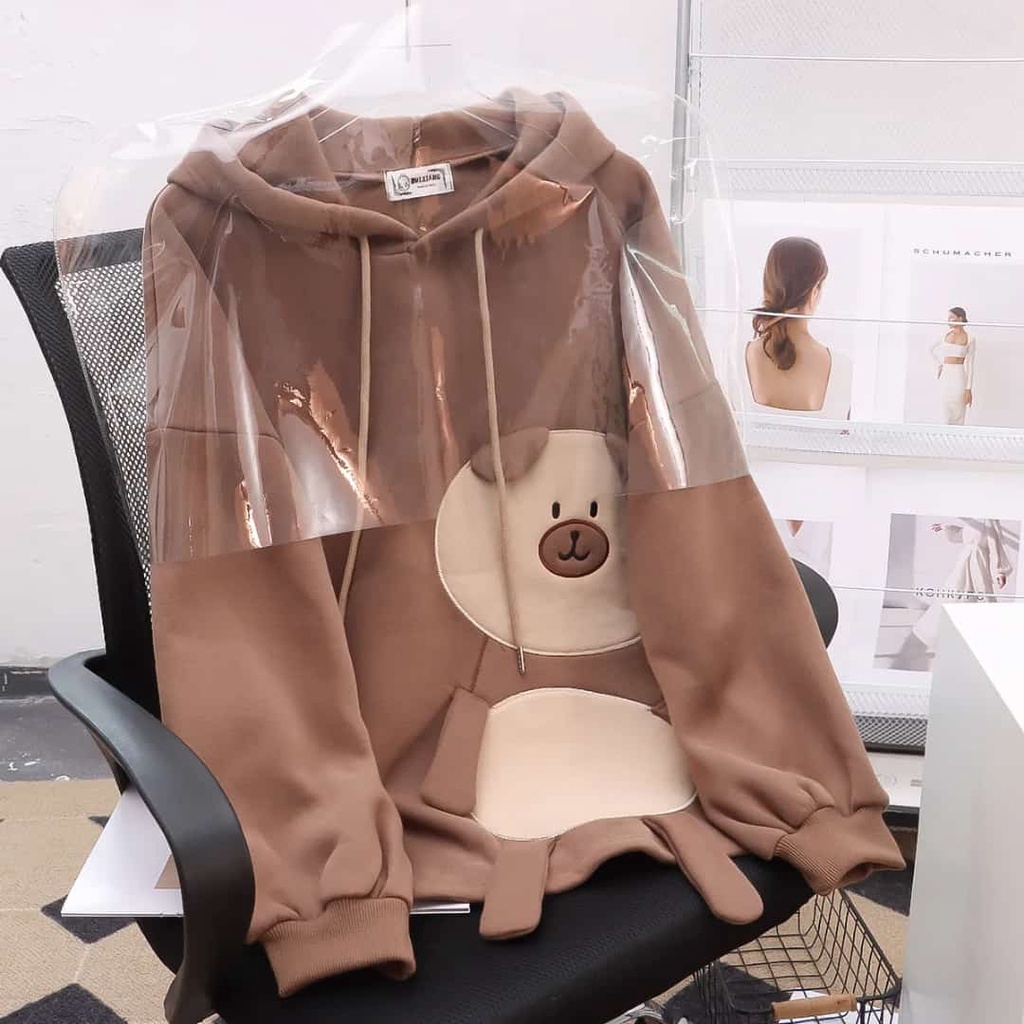 Brownies Bear Sweater Outerwear Sweter Hoodie 3D OOTD Korean Style Casual Daily Wanita Remaja Premium