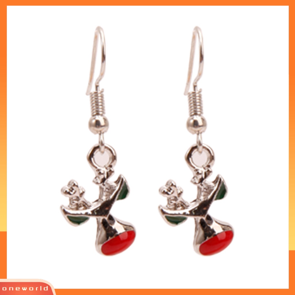[WOD] 1pasang Anting Natal Santa Claus Wreath Aksesori Rusa Kaus Kaki Anting Menjuntai Untuk Natal