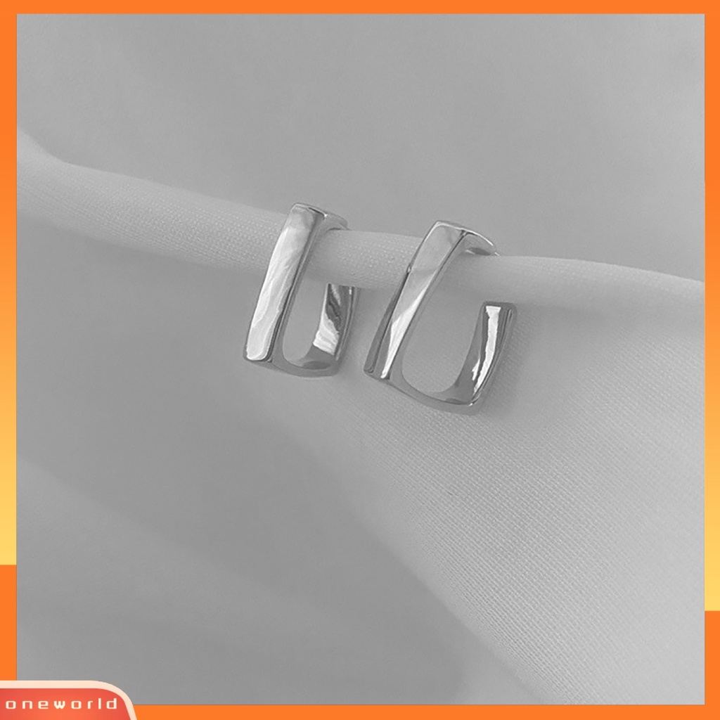 [WOD] 1pasang Anting Hoop Pengerjaan Halus Tahan Aus Tidak Alergi Temperamen Yang Sangat Baik Tidak Sakit Memakai Hiasan Telinga Geometris Perempuan Anting Pejantan Trendi Untuk Pacaran