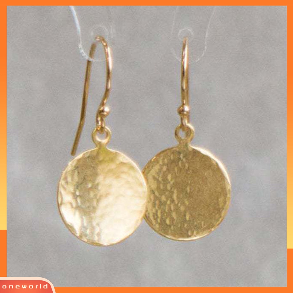 [WOD] 1pasang Anting Menjuntai Tidak Rata Plating Metal Round Sheet Hook Earrings Untuk Pesta Perjamuan Pernikahan Prom