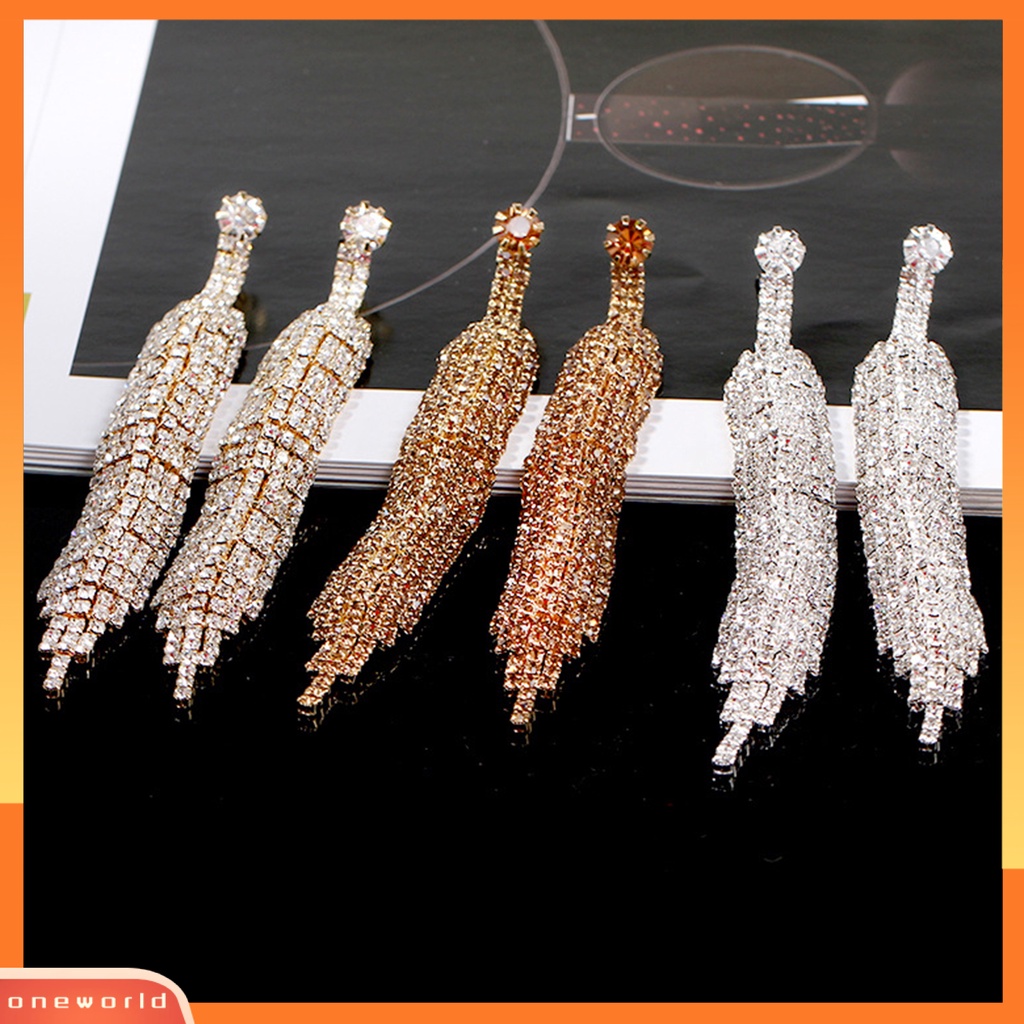 [WOD] Menjuntai Anting Rumbai Panjang Hias Temperamen Mewah Perhiasan Hadiah Aksesori Fashion Wanita Berlian Imitasi Mengkilap Pesta Drop Earrings Untuk Pacaran