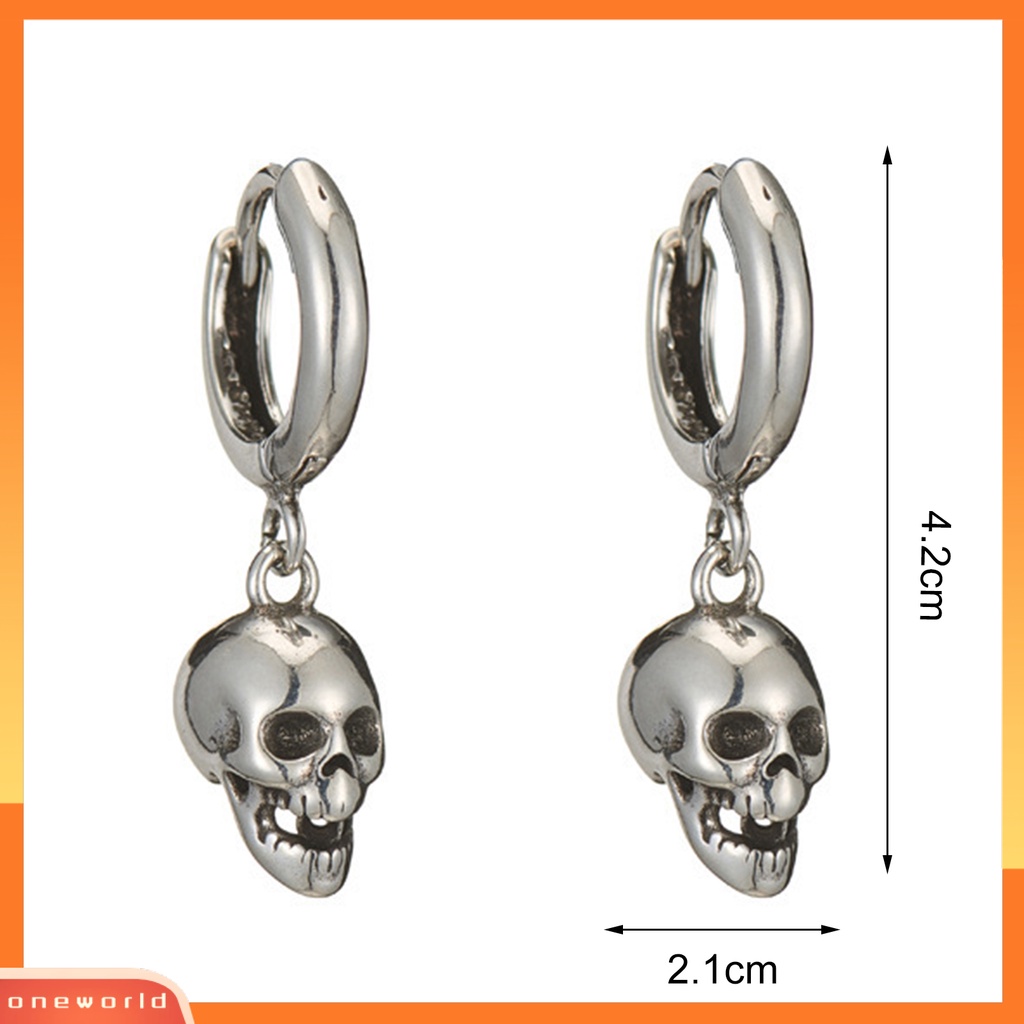 [WOD] 1pasang Drop Earrings Punk Vintage Bright Luster Hias All-match Perhiasan Hadiah Aksesori Wanita Perempuan Bentuk Tengkorak Liontin Anting Untuk Pakaian Sehari-Hari