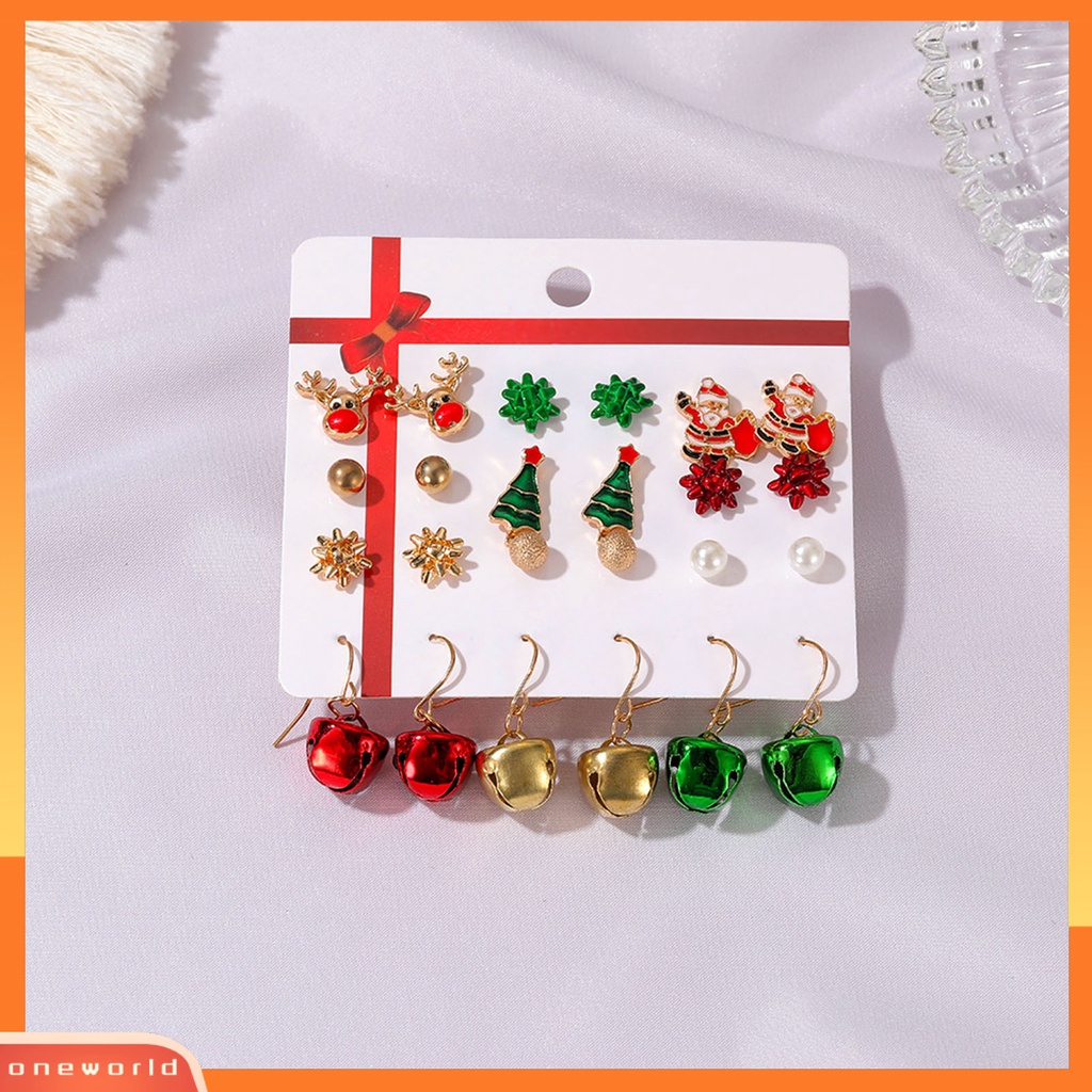 [WOD] 12pasang Anting Natal Warna-Warni Indah Bell Elk Stud Earrings Untuk Tahun Baru