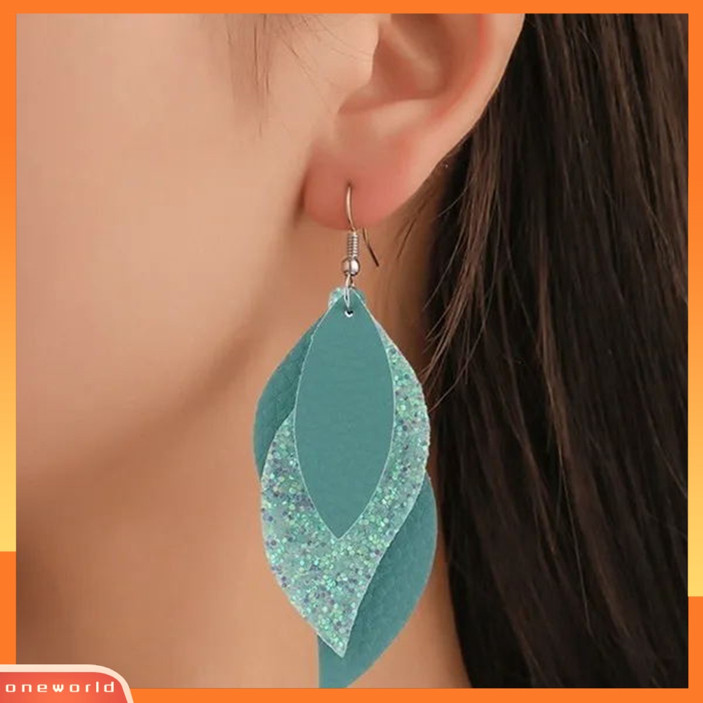 [WOD] 1pasang Tindik Indah Menawan Drop Anting-Anting Multi Layer Daun Menjuntai Kait Anting Perhiasan Fashion