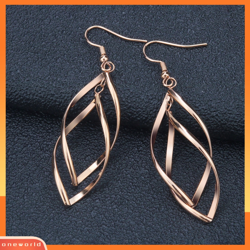 [WOD] 1pasang Anting Kait Spiral Belah Ketupat Perhiasan Halus Tahan Lama Drop Earrings Untuk Pakaian Sehari-Hari