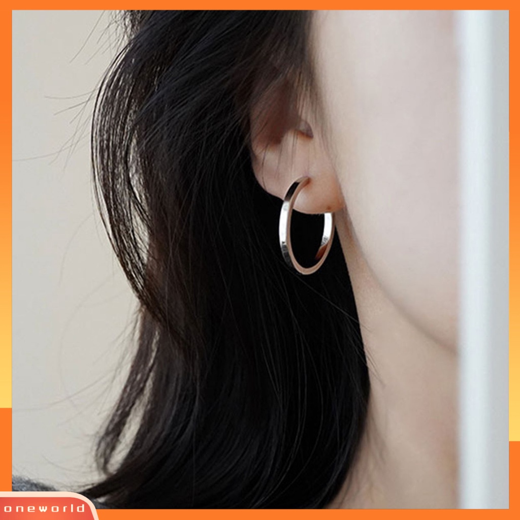 [WOD] 1pasang Wanita Anting Hoop Bulat Permukaan Halus Perhiasan Indah Fashion Penampilan Lingkaran Anting-Anting Perhiasan Aksesoris