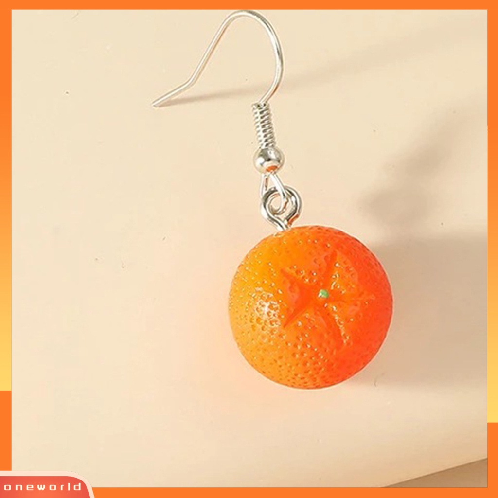 [WOD] 1pasang Hidup Menawan Warna Cerah Menjuntai Anting Indah Buah Orange Drop Hook Earrings Perhiasan Acessories