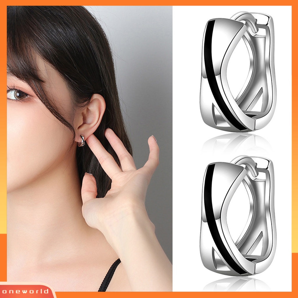 [WOD] 1pasang Anting Hoop Wanita Bulat Warna Kontras Halus Hip Hop Lady Earrings Perhiasan Perempuan