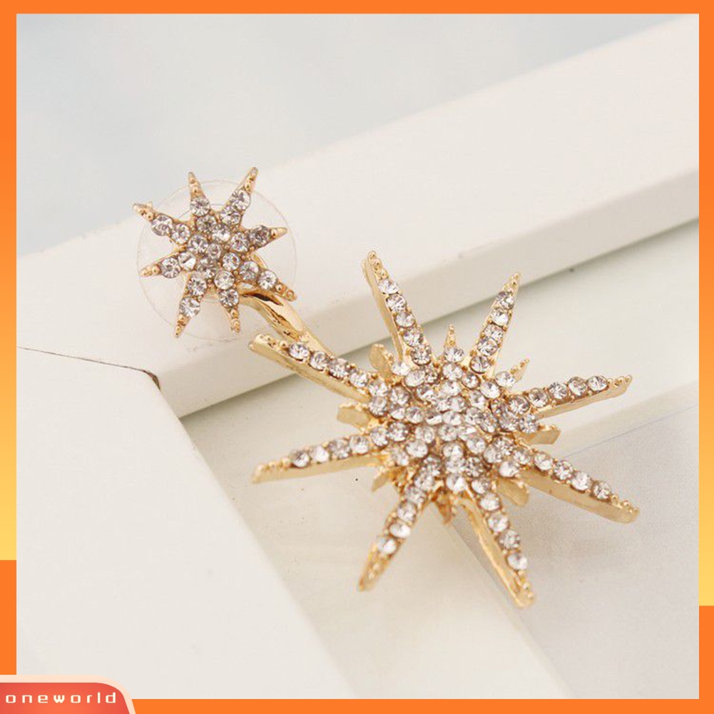 [WOD] 1pc Hexagram Snowflake Pendant Full Berlian Imitasi Bertatahkan Wanita Stud Earrings Hadiah