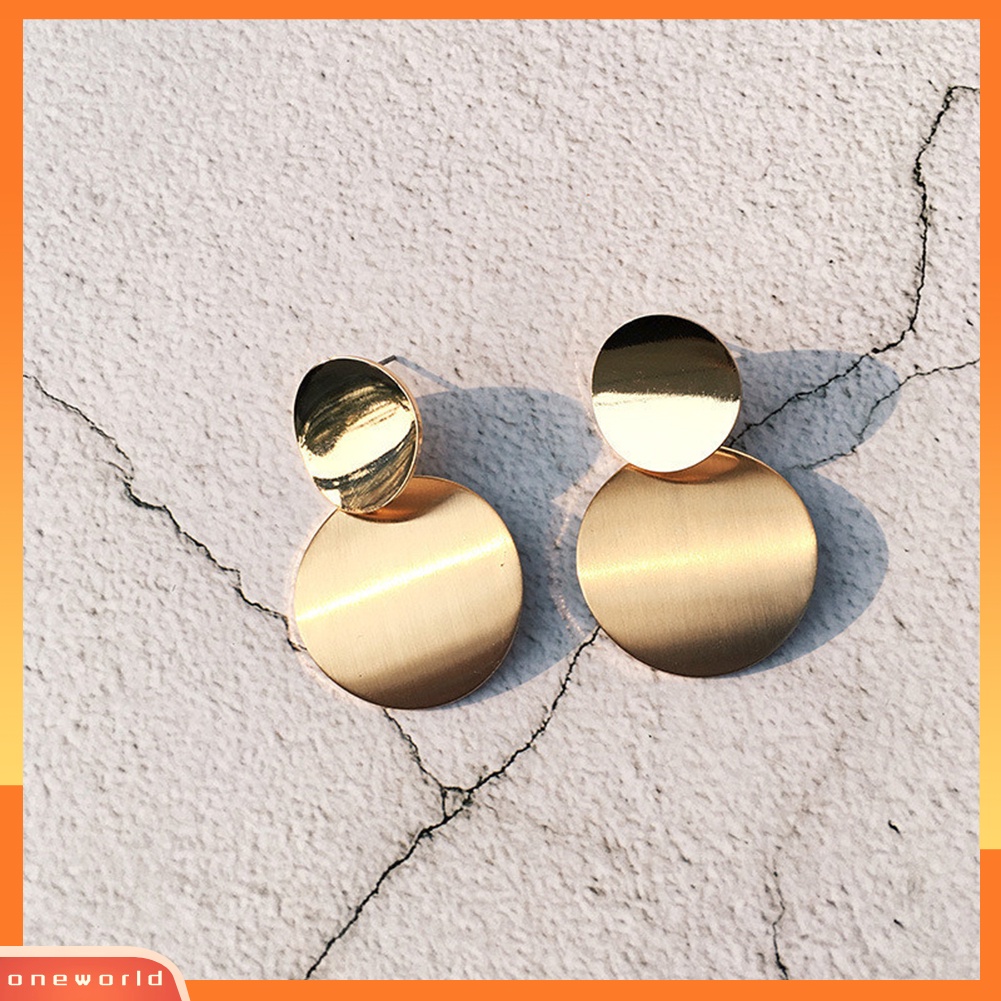 [WOD] Wanita Fashion Disk Tidak Teratur Matte Ear Stud Earrings Perhiasan Pesta Hadiah Ulang Tahun